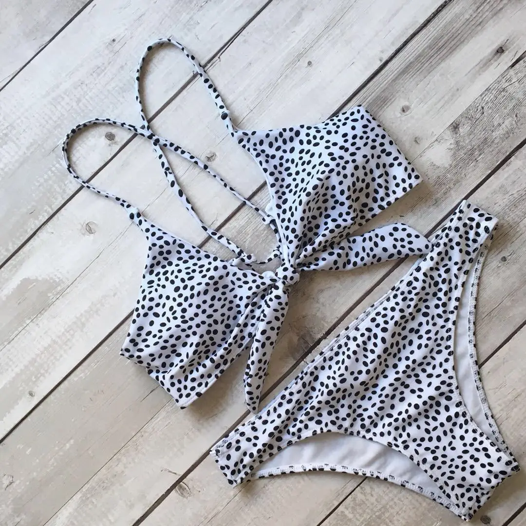 Bikini2019 Solid Color Bikini Swimwear Woman Fission Swimwear Two Piece