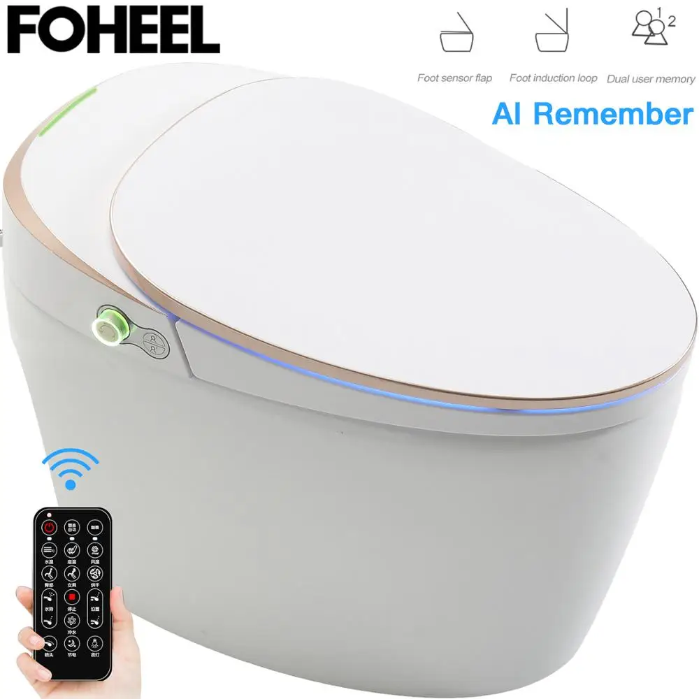 

FOHEEL One-Piece Smart Toilet Intelligent Toilet WC Elongated Remote Controlled Toilet Integrated Automatic