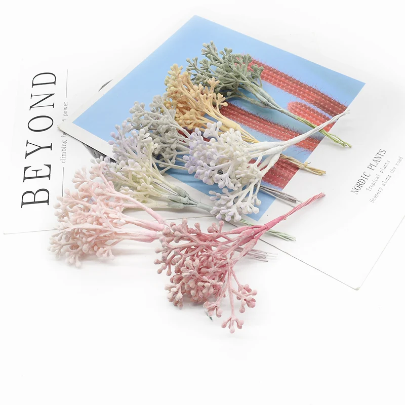 

6 Pieces/bundle Stamens Flowers Crafts Rice ear Artificial plants For DIY Vases decors home wreaths corsages wedding decorations