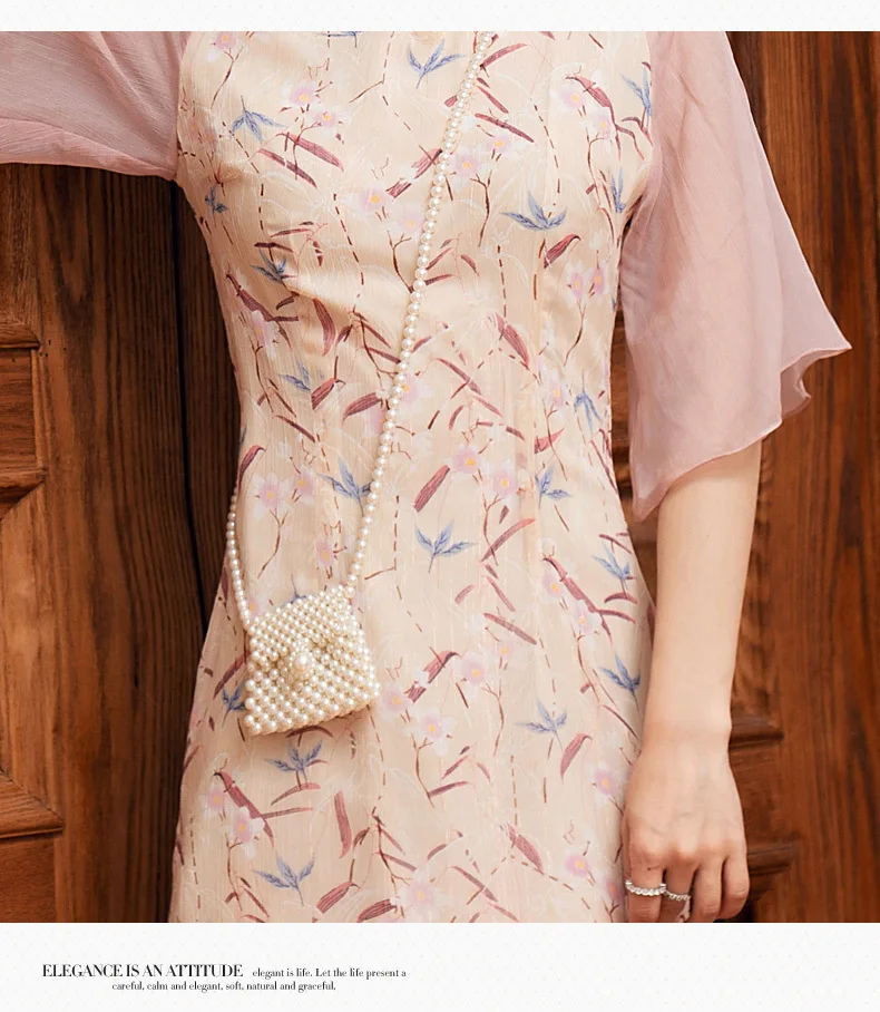 Manufacturers Direct Selling New GIRL'S Cheongsam Summer New Style Chiffon Young Printed Modified Version of Short 19303