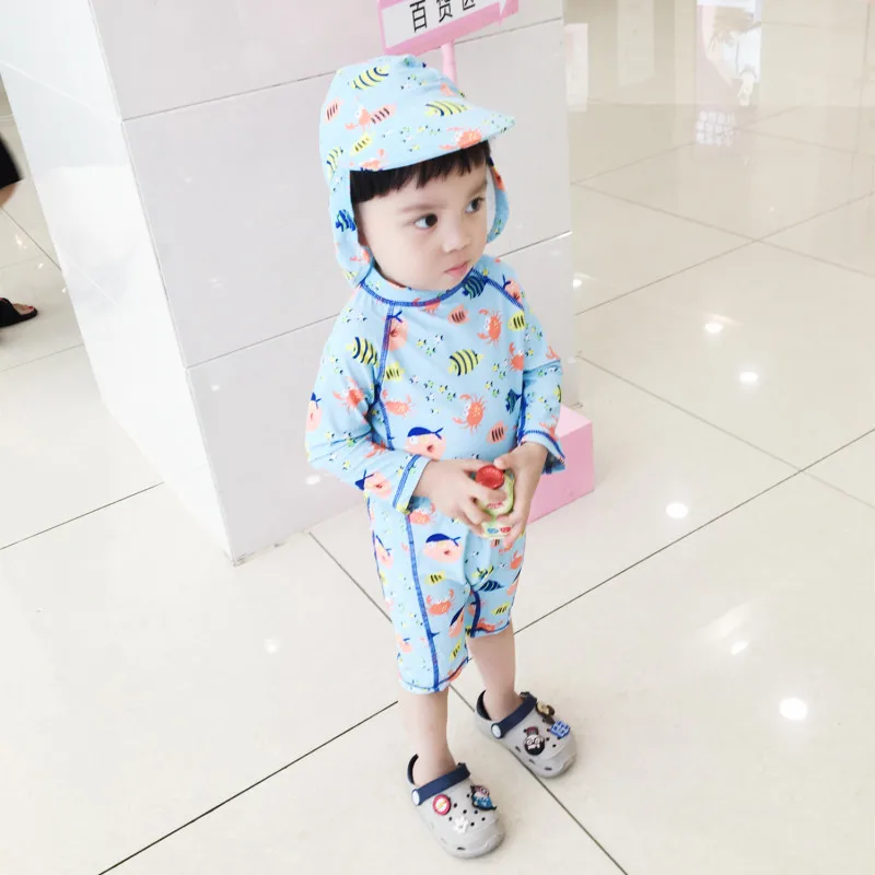 Купальник детский цельный с длинным рукавом и УФ защитой|Комбинезоны| |