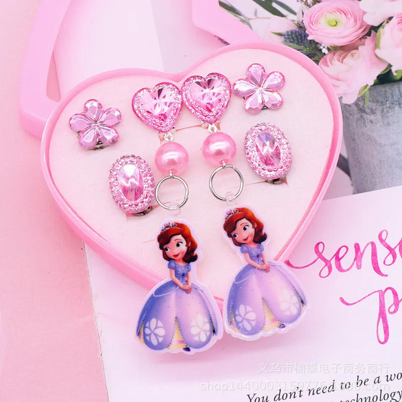 6 шт disney с изображением Эльзы из мультфильма «Холодное сердце» Детские клип серьги, пирсинг уха зажимы в штучной упаковке набор колец для детей пачка покроя "покроя принцесса" для Ушная клипса для девочек, высокое качество, прекрасный подарок - Цвет: 5