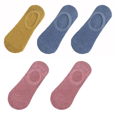 5 Pairs Woman Silicone Non-slip Invisible Socks Summer  Cotton Ankle Solid Color Boat Women's Slippers 35-40EUR Short Socks Lot 25