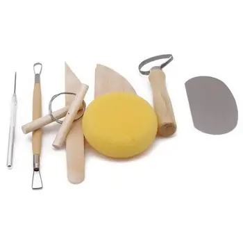 

8PCS Pottery Clay Sculpting Tool Sets DIY Art Pottery Crafts Tool Kits Wooden Handle Shapers Modeling Ceramics Tools
