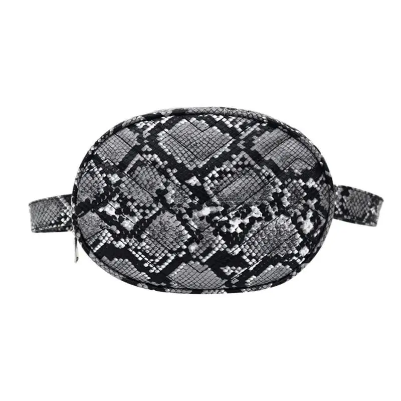 Черный Fashion Snake Pattern Leather Belt Bags Phone Pouch Women PU Leather Waist Bags Female Fanny Packs - Цвет: Черный
