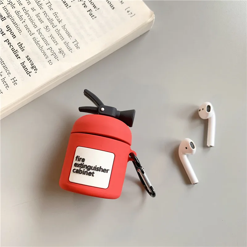 3D милые забавные чехлы для наушников с огнетушителем для Apple Airpods 1/2, мягкие силиконовые защитные чехлы для наушников
