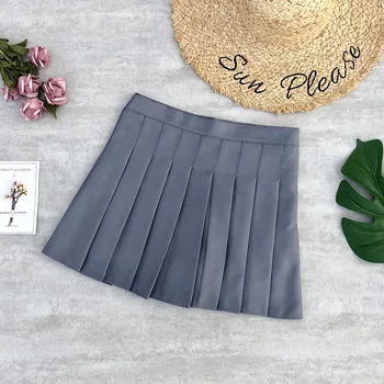 

2020 Autumn & Winter New Arrival Student Skirt Solid Color Pleated Skirt Zipper Korean Version A-Line Skirt Free Shipping