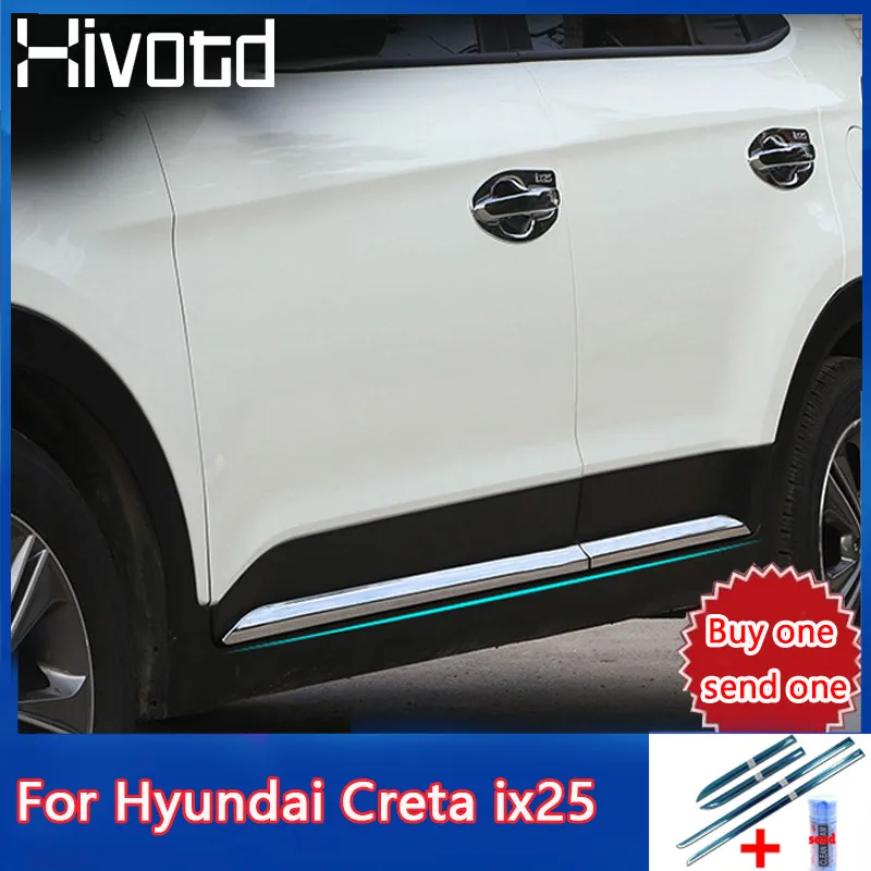 Hivotd Для хендай крета Hyundai creta ix25 аксесуары для машины двери Кузова украшения полосы Накладка чехлы ABS хромированные Стиль авто внешней украшения для укладки купить 1 комплект отправить небольшой подарок