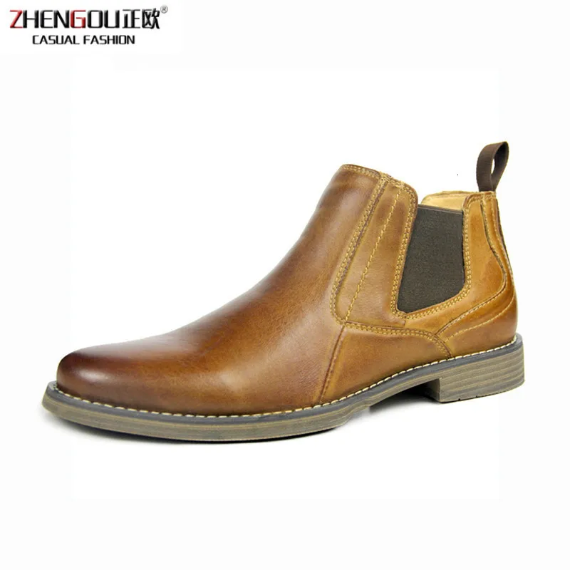 

New Men's Chelsea Boots Ankle Boots Genuine Leather Man Boots Slip-on Casual Martin Boots Male Large Size Men's Shoes 0182