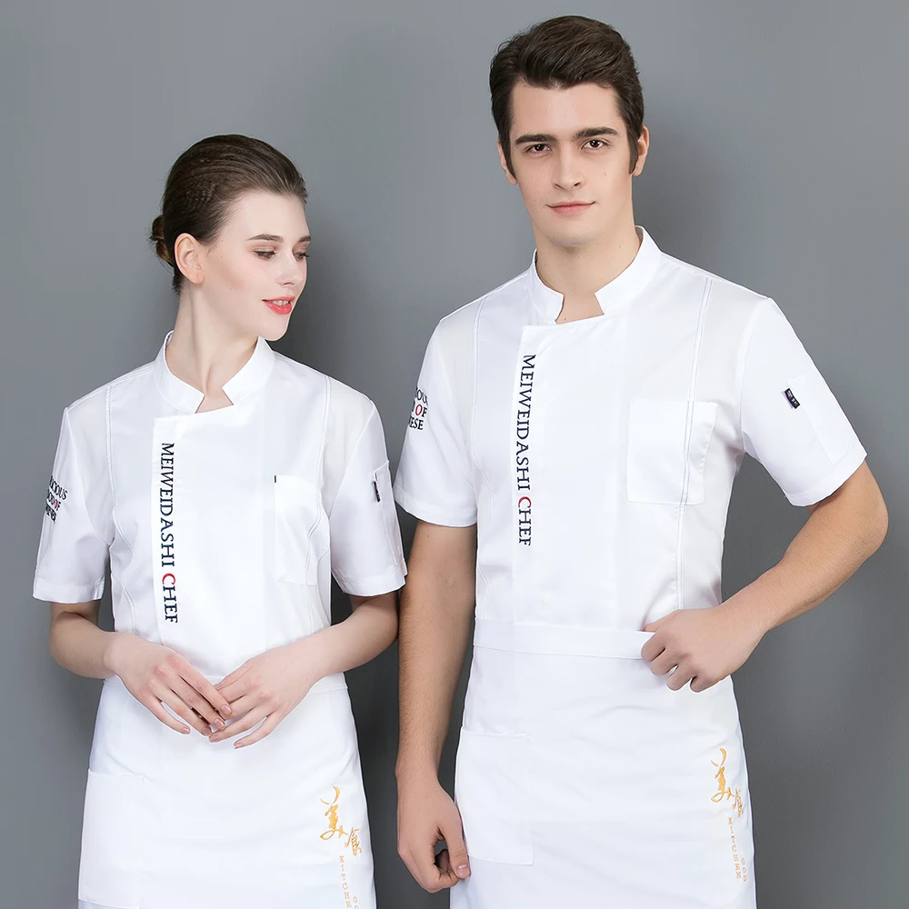 clothes Новая Униформа шеф-повара унисекс шеф-повара ресторан отель униформа пекарня Кафе Кухня официант шеф-повор комбинезоны шеф-повара КУРТКА фартук - Цвет: clothes