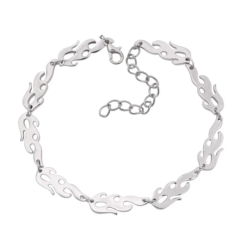 Bracelet Модное хип-хоп пламя колье до ключиц ожерелье последовательное Пламя Унисекс ожерелье панк-аксессуар рок колье-цепь - Окраска металла: Bracelet