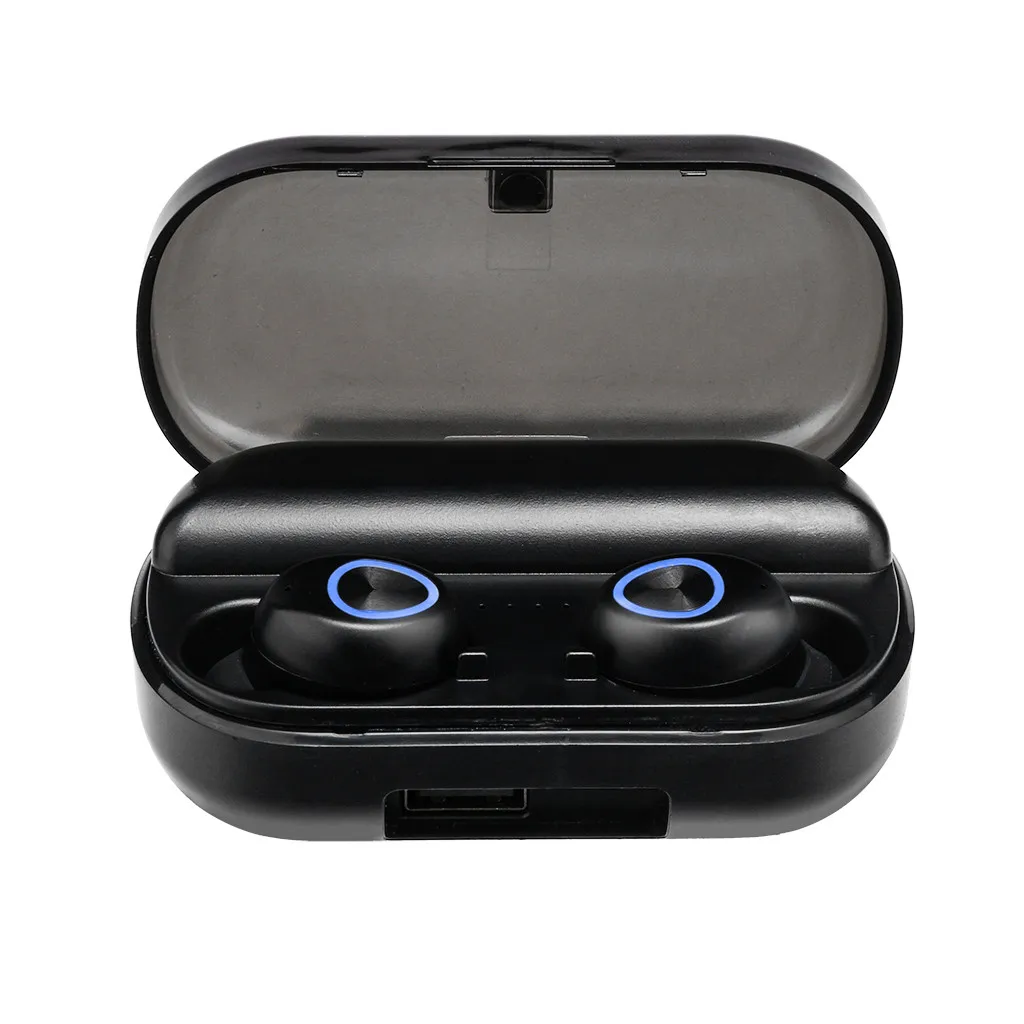 TWS Bluetooth наушники с микрофоном беспроводные Bluetooth наушники водонепроницаемые наушники с шумоподавлением гарнитуры чехол для зарядки - Цвет: Черный