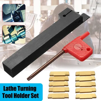 

10pcs Carbide Insert Blades Set + 1pcs Lathe Turning Tool Holder + 1pcs Wrench for Lathe Turning Tool High Quality Machine Tools