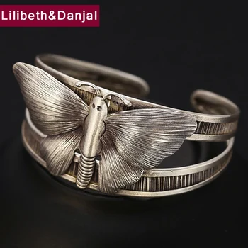 

Women Men Bangle 925 Sterling Thai handmade silver Vintage Big Butterfly Bracelet Bangle fashion Jewelry brazalete mujer 2019 B2