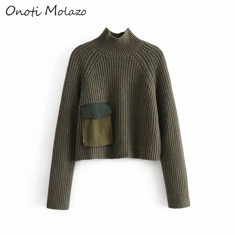 Onoti Molazo, вязаный свитер, пуловеры для женщин, с карманами, зима-осень, Повседневный, для девушек, шикарный, вязанный, пуловеры, свитера для женщин, новинка