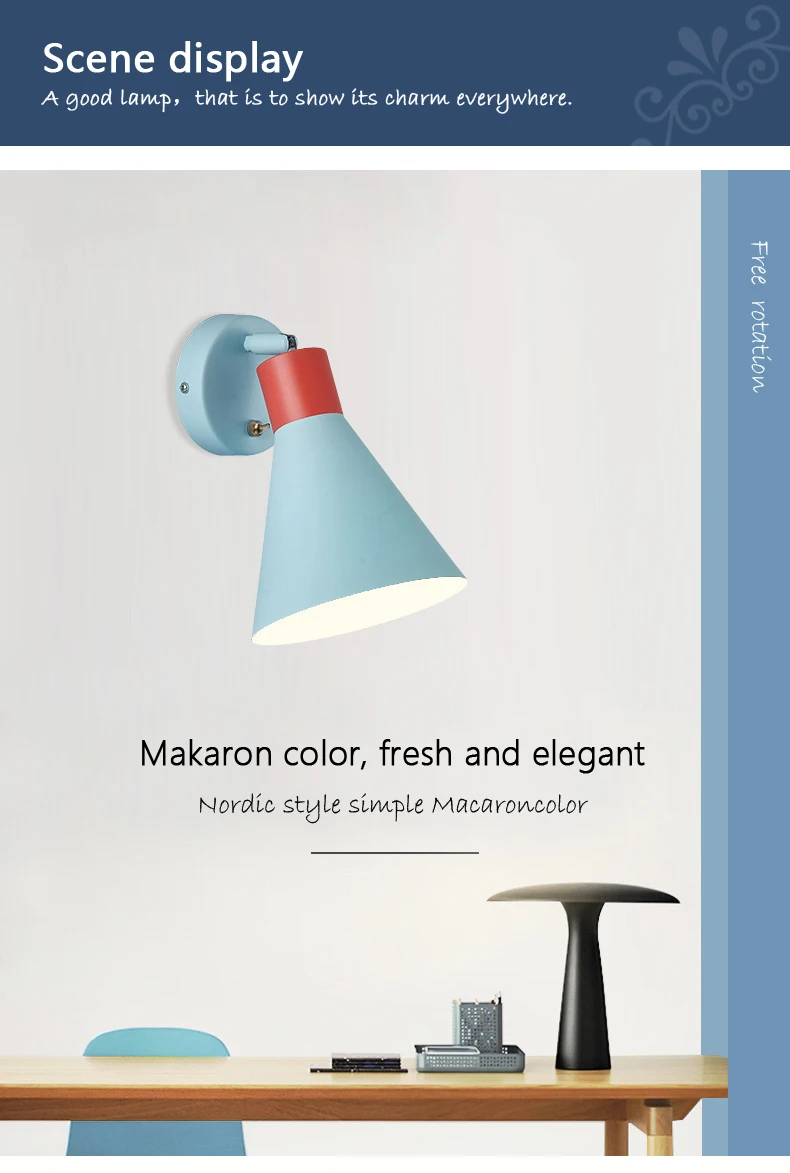 Makaron светодиодный настенный светильник+ лампа для детской комнаты креативный синий мультяшный прикроватный светильник кафе бар настенный светильник wandlamp