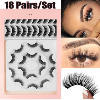 

NEW 18 Pair Mink Lashes Mixed Style Mink False Eyelashes Wispy Fluffy Natural Makeup Cruelty Free Fake Eyelash Extension Tool