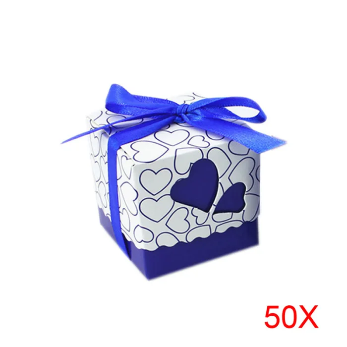 50 шт. Любовь Сердце Маленькая лазерная резка подарочные коробки для конфет Свадебная вечеринка конфеты сумки с лентой Декор DTT88