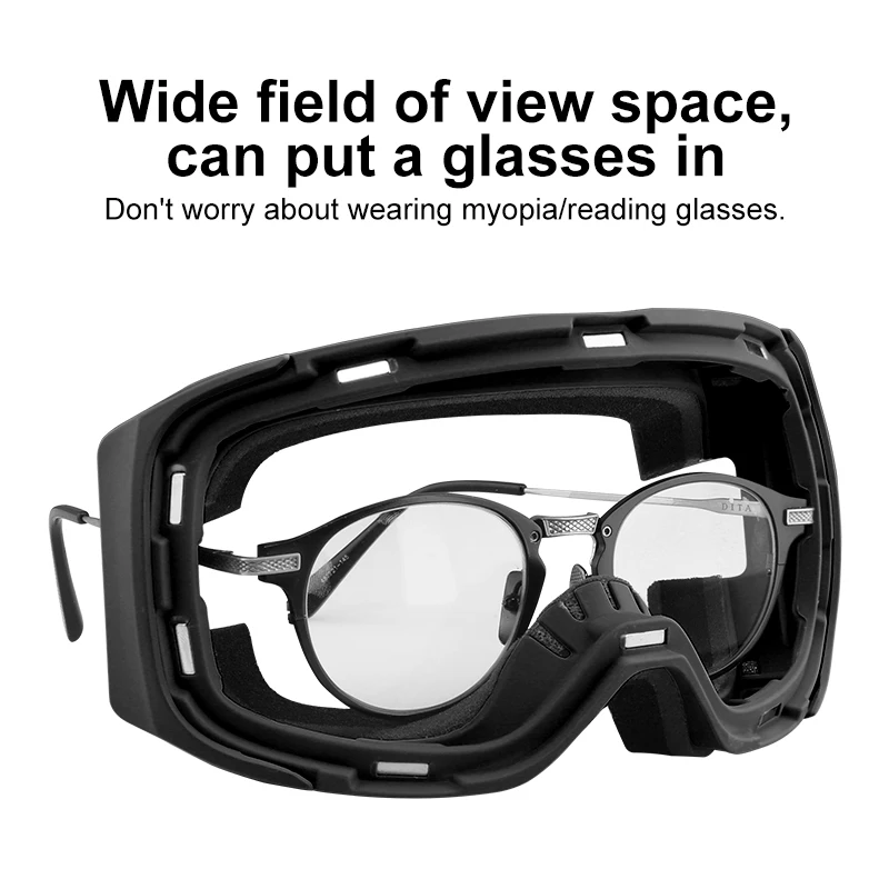 PHMAX Ski Goggles Winter Ski Glasses Magnetic Double Layer Anti-Fog Snow Goggles Protective Snowboard Goggles Case Set Men Women