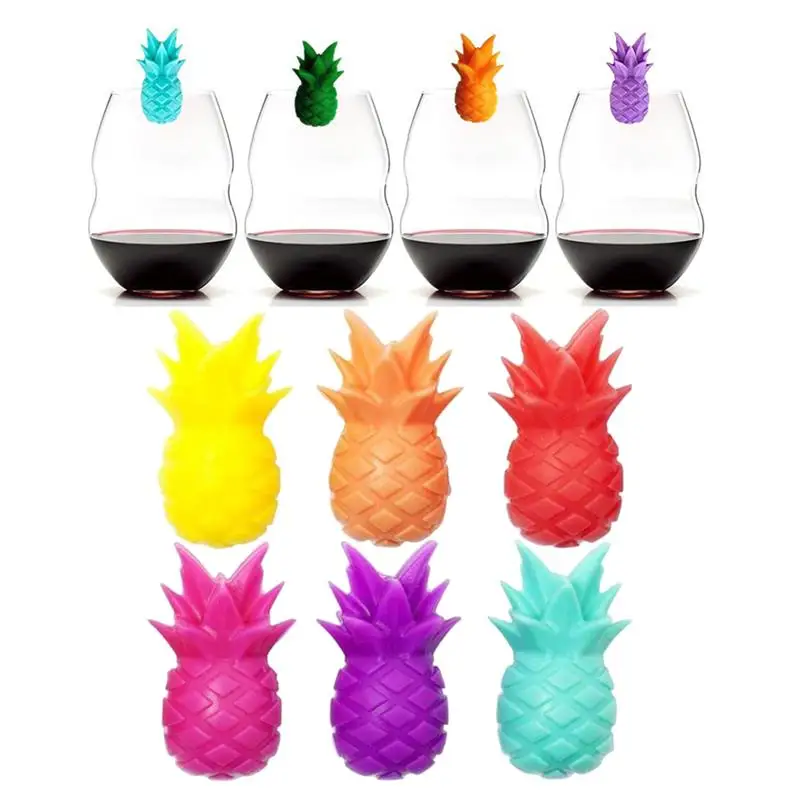 

Wedding Silicone Red Wine Glass Marker Creative Pineapple Marker Charm Glass Identification Perfect For Parties (Random Color)