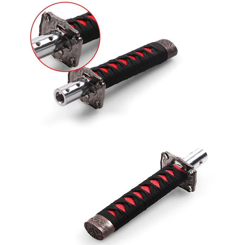 Универсальный самурайский меч ручка переключения передач Катана металл черный+ красный 15 см JDM высокое качество