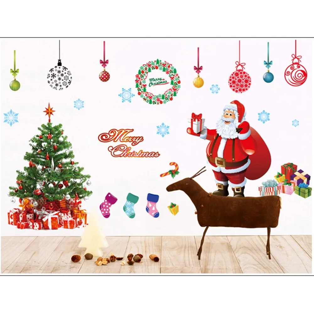 Рождественский домашний Декор рождественские наклейки Kerst рождественские съемные наклейки на стену украшение на стену стекло украшение на окно#45