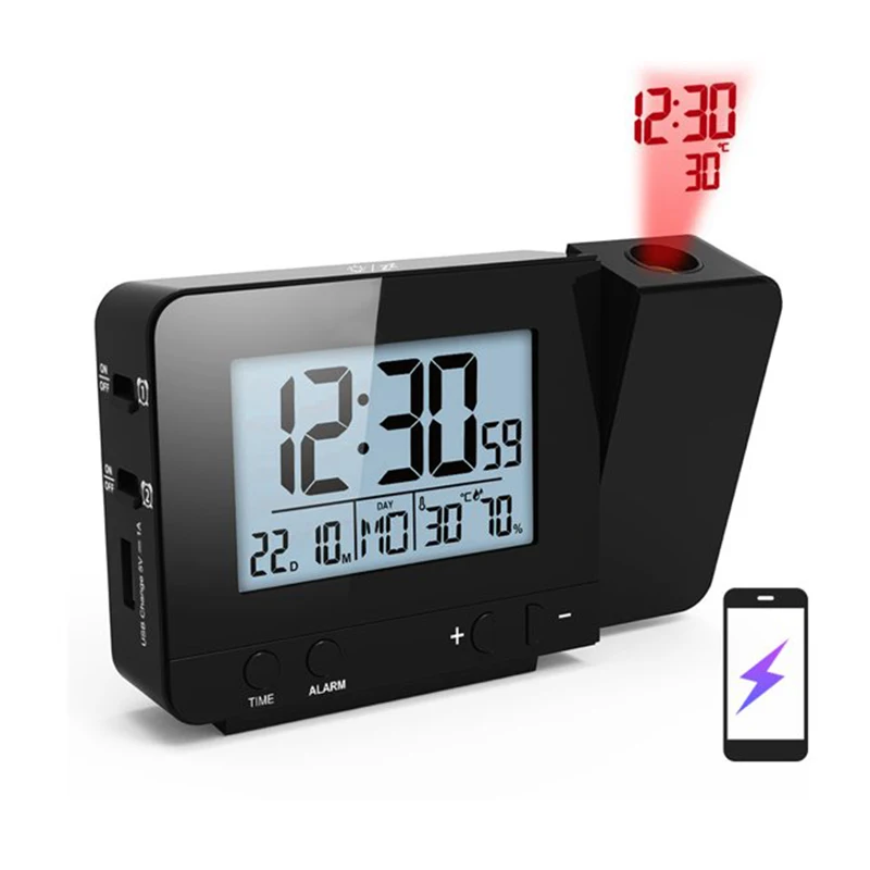 Будильник проекционный для спальни цифровой будильник с функцией повтора и