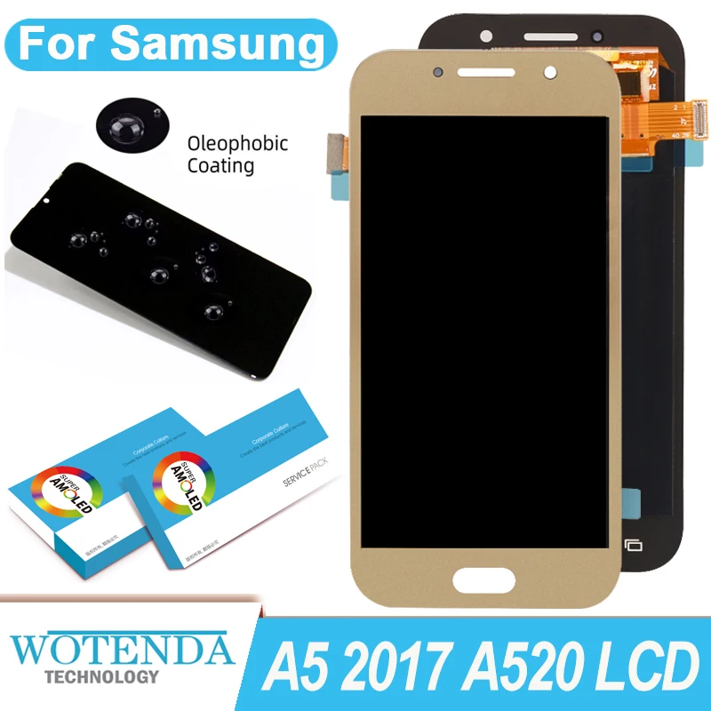 100% Оригинальный Amoled 5 2 ''ЖК дисплей для Samsung Galaxy A5 2017 A520 SM-520F Полный ЖК