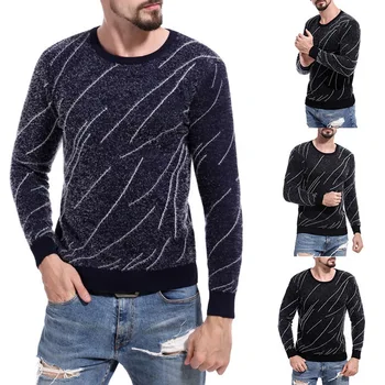 

New Autumn men's O Neck Causal Knitted Sweater Long Sleeve Patchwork Pullover Male Bottom Sweaters Soft Slim Fit Pullovers Coat