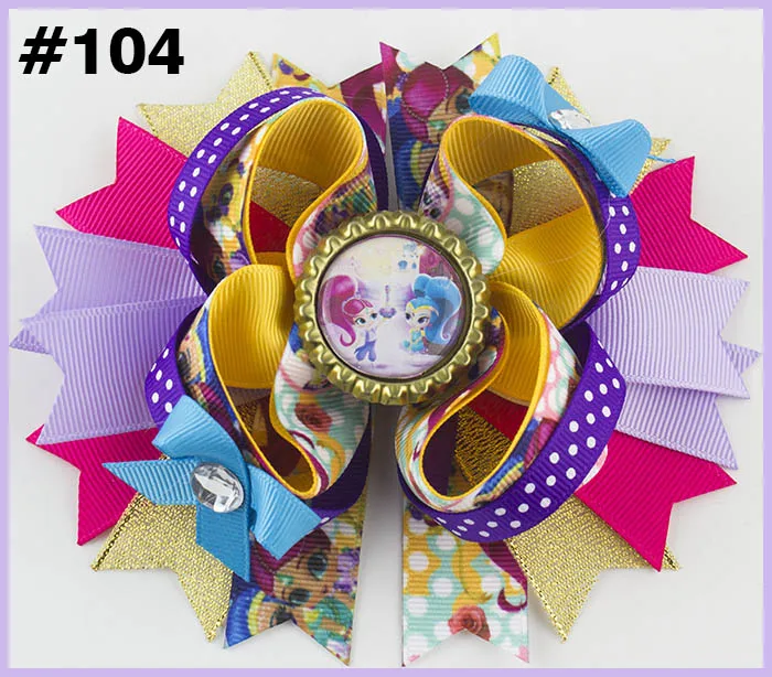 free shipping A.B.C.D.E 500pcs 5.5'' inspired hair bows popular cartoon hair bow with lined clips boutique girl hair bows-B