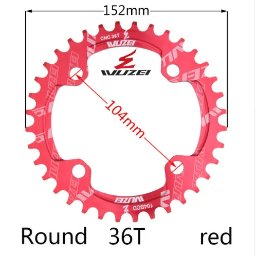 Einzigen geschwindigkeit система Breite kettenblatt 104 BCD RUNDE 32t 34t 36t 38t MTB 11 s 10 s 9 s 1*11 Kurbel Kettenblatt кольцо - Цвет: Round 36T red