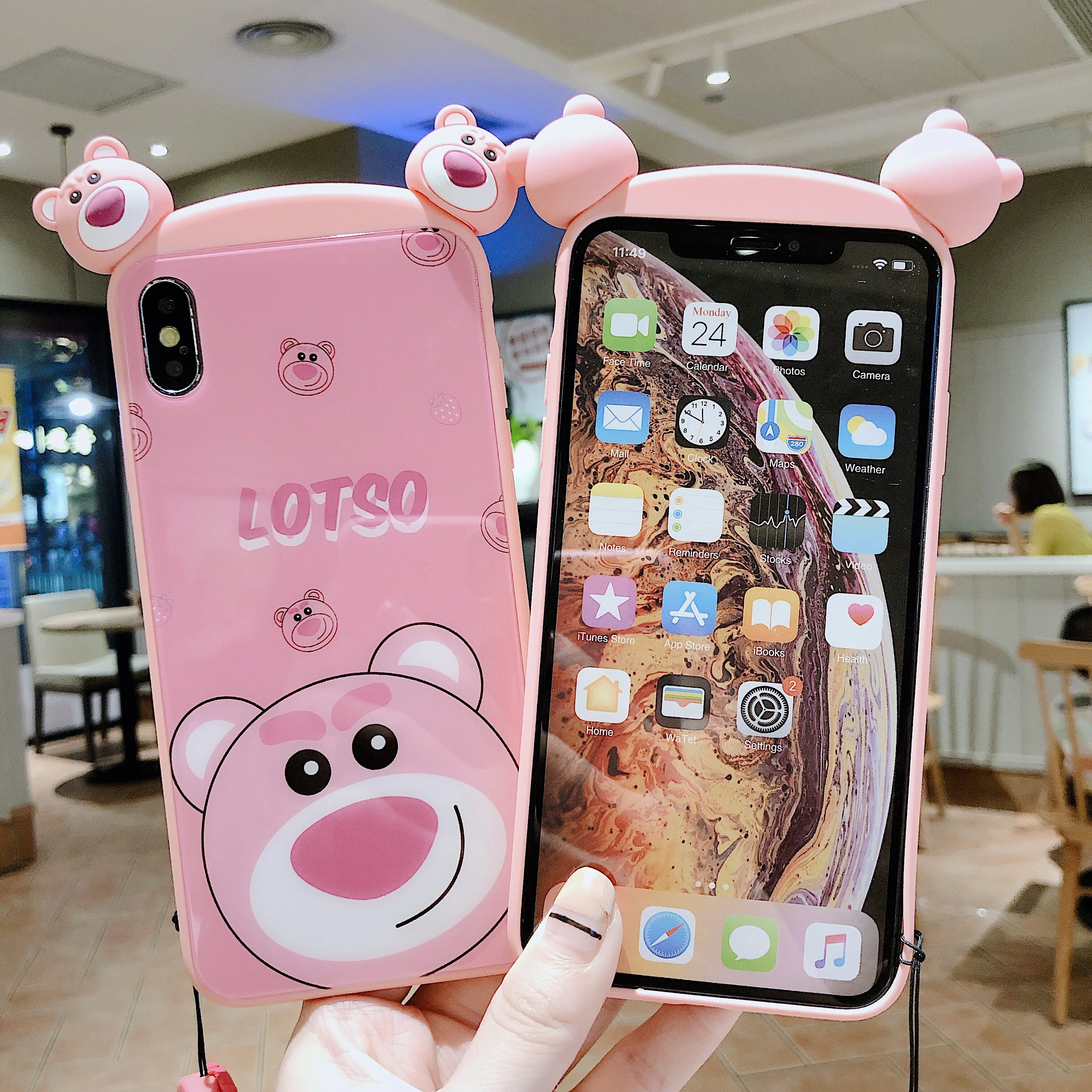 Для iPhone 11 Pro Max милые медведи чехлы для телефонов Pro/11/X/XS Мультяшные животные