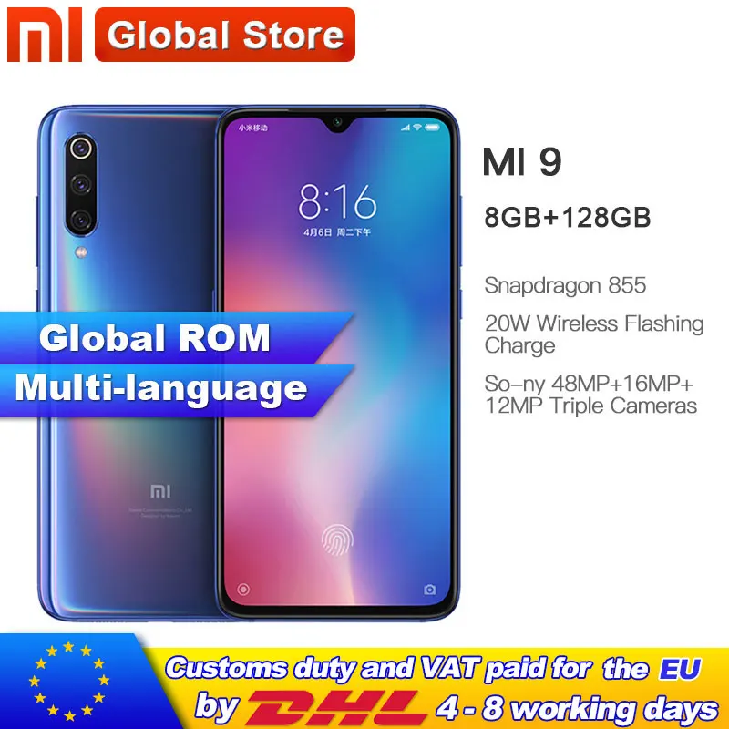 Глобальная ПЗУ Xiaomi mi 9 128 Гб 8 мобильный телефон Восьмиядерный процессор Snapdragon 855 6