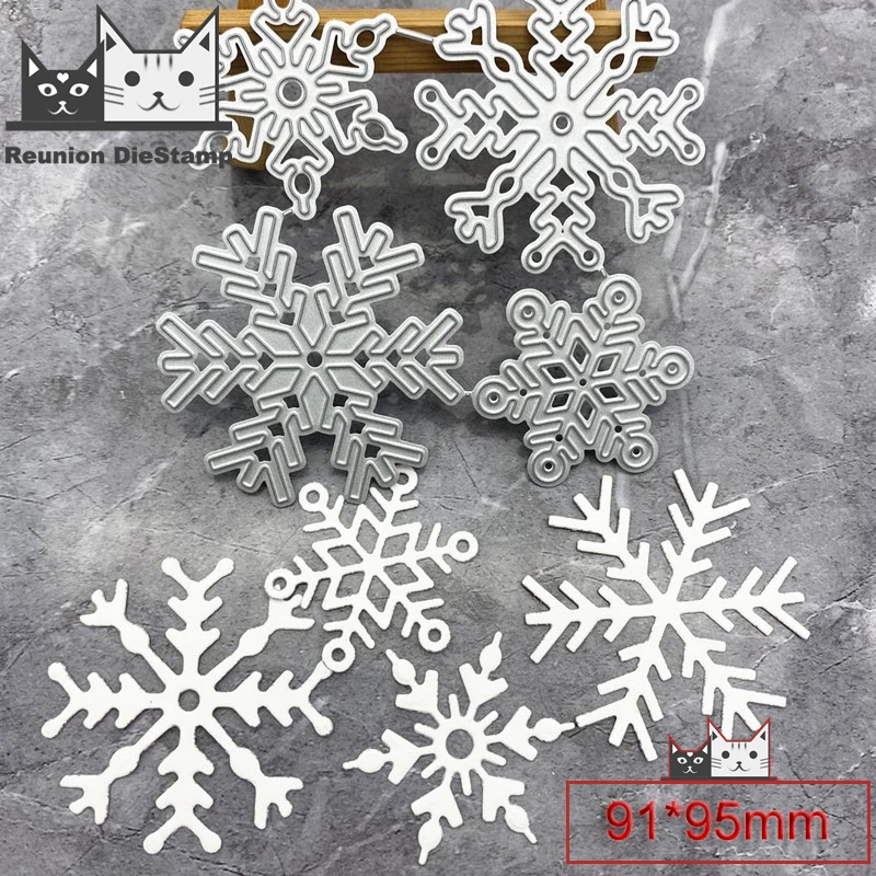 Juego de 4 unidades de plantillas de corte de Metal para Scrapbooking, matrices de Navidad, copos de nieve, álbum de estampillas estampado de tarjeta de papel, 2020