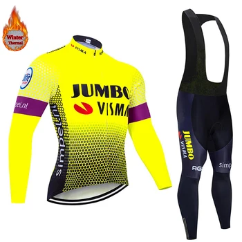 

2020 JUMBO Pro team Winter Long Sleeve Cycling Jersey Set MTB Bike Clothing Uniform Thermal Fleece Bicycle Maillot Ropa Ciclismo