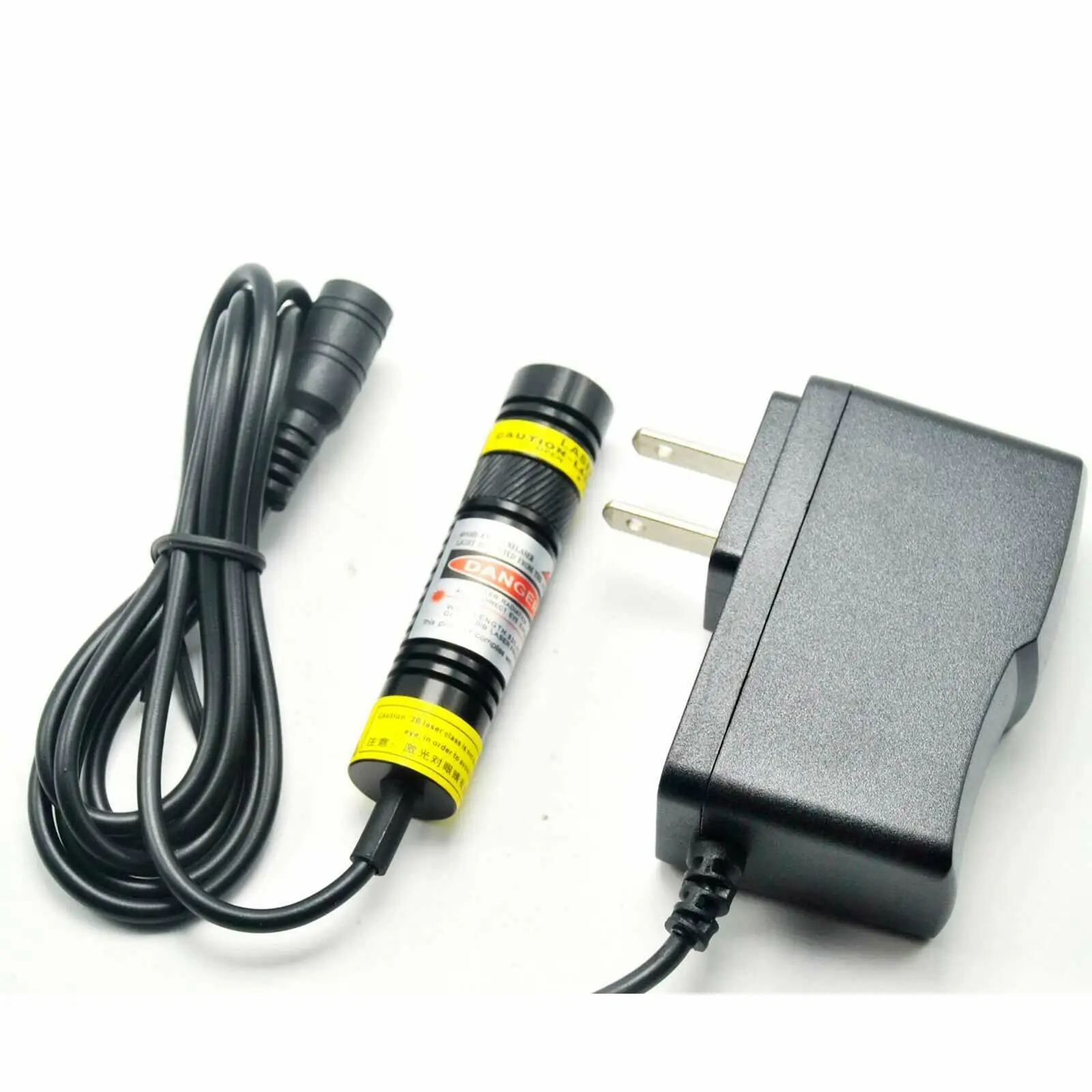 초점 가능한 녹색 레이저 다이오드 모듈, 512 nm, 30mW, 16x68mm 라인, 12V 어댑터 포함