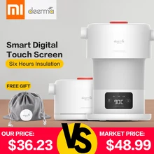 Deerma складной электрический чайник 0.6л, портативный чайник для воды, температурный дисплей, Smart Touch управление, изоляционный горшок