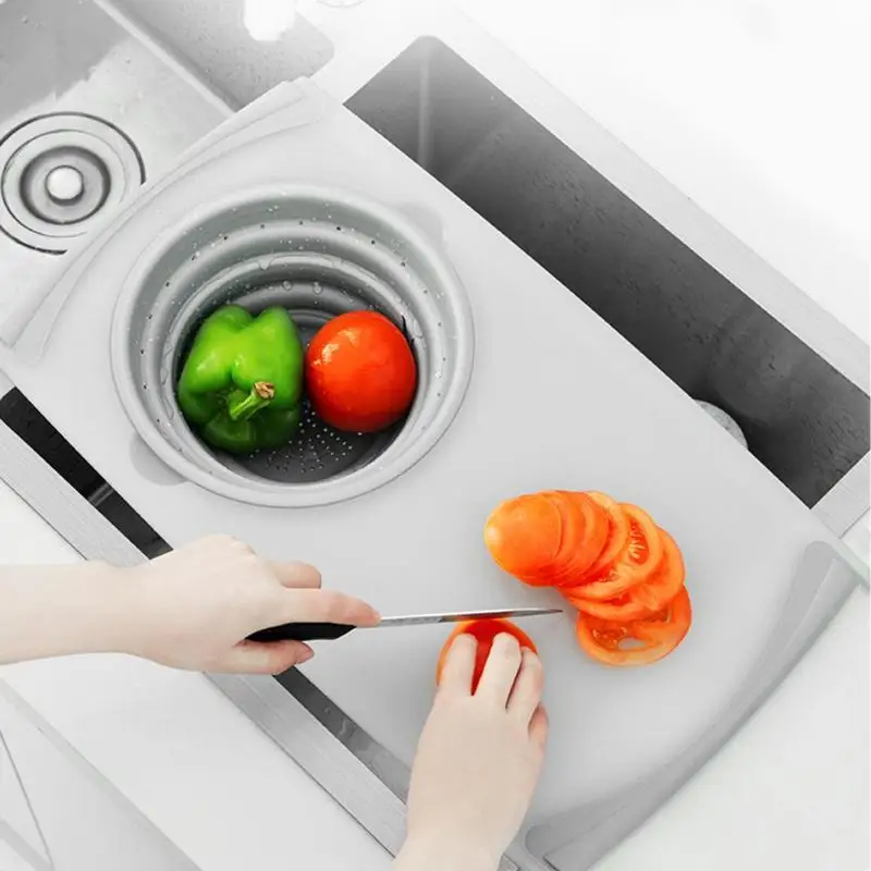 

Multifunction Kitchen Chopping Blocks Sinks Drain Basket Cutting Board Vegetable Meat Tools Kitchen Accessories Chopping Board