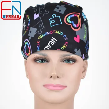 

Hennar Scrub Caps Masks 100% Cotton Adjustable Elastic Bands Surgical Scrub Caps Medical Hospital Doctor Headwear Cap Mask