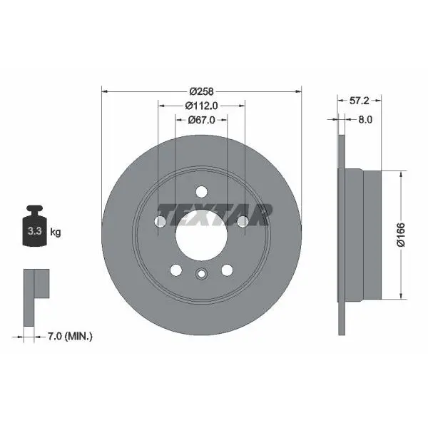 Диск тормозной задний MB W169/W245 1.5-2.0T/CDi 04 TEXTAR 921321