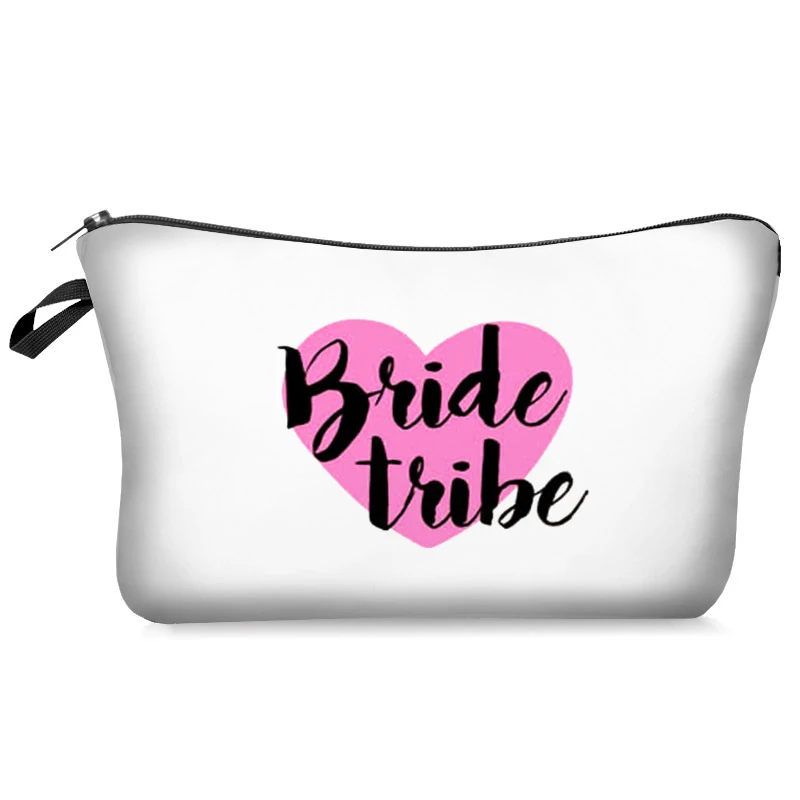 Сумка для макияжа для невесты с разноцветным узором, милые косметички для путешествий, женская сумка для подружки невесты, женская сумка