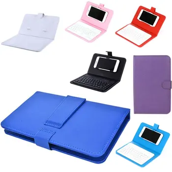 

Wireless Keyboard with Protective Cover Mobile Phone Keyboard Leather Case Protective Case with Data Cable Dropshipping