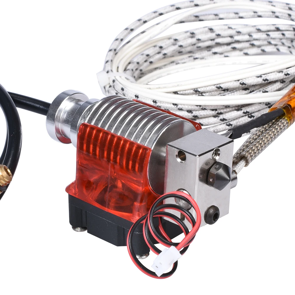 

High Quality V6 Plated Copper Hotend Hardened steel Nozzle Heat Block Heatsink Remote Extruder with Fan 12V 50W for PETG PEEK