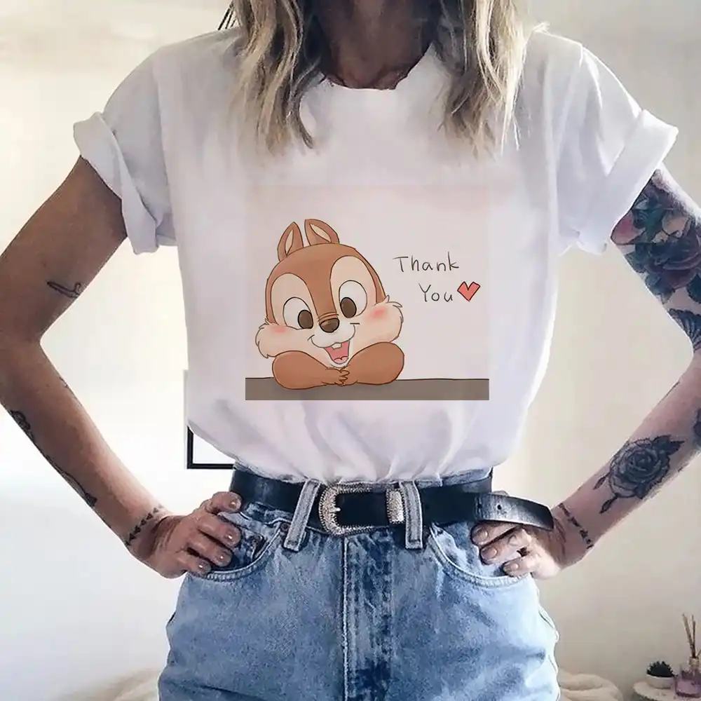 夏プラスサイズの服s 3xl新ディズニーチップとデール印刷tシャツの女性oネック半袖tシャツトップス女性tシャツおかしい Tシャツ Aliexpress