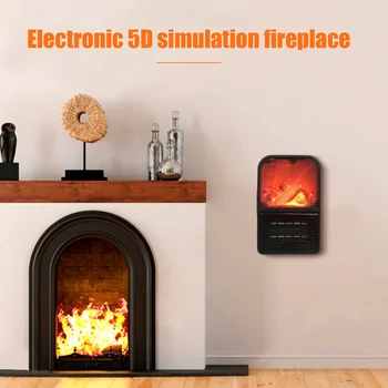 

Mini Portable 5D Simulation Fireplace Flame Desktop Electric Fan Heater with Remote Control for Home Office Bedroom EU Plug