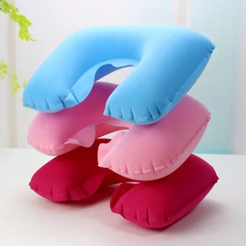 

1 pc U Neck Inflatable Pillow Air Cushion Neck Rest U-Shaped Compact Plane Flight Travel Pillows Home Textile Drop Shipping