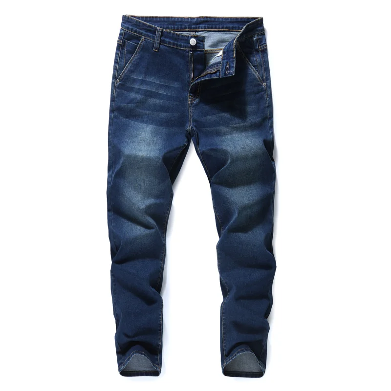 Big Size 42 44 46 48 Анти-вор джинсы мужские классические Слабая эластичность Высокая талия джинсы мужские зимние люди черные джинсы Бренд мужской одежды - Цвет: Blue