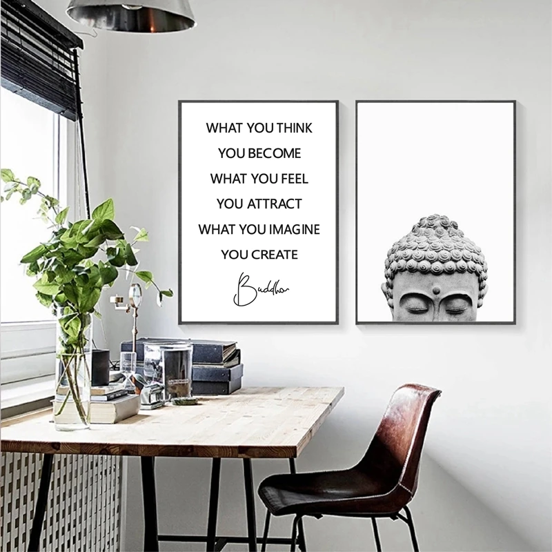 Статуя Будды Бохо Wall Art печати и плакат черный белый цвет йога подарок Арт холст