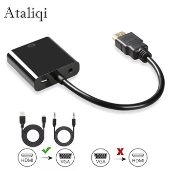 

High Quality HDMI to VGA Adapter Male To Famale Converter Adapter 1080P Digital to Analog Video Audio For PC Laptop Tablet