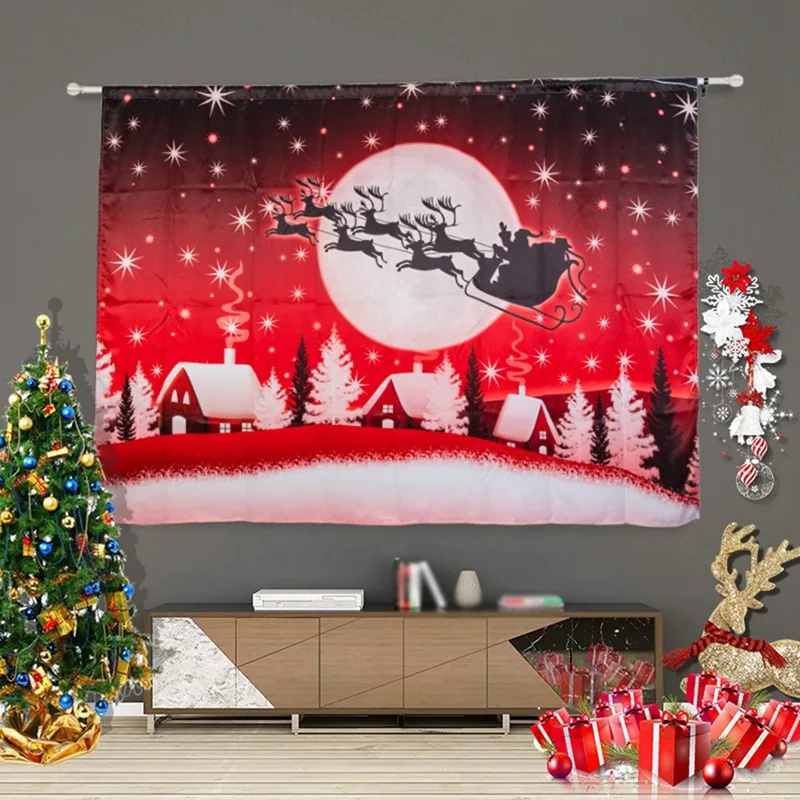 

Christmas Curtains Santa Clause Snowman Reindeer Printed Window Curtains for Living Room Bedroom Polyester Shower Curtain